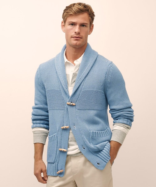 コットン ショールカラー トグルカーディガン