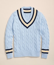 コットン ケーブル Vネックテニスセーター