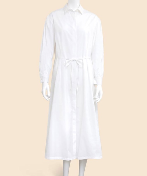 コットンタイプライター　ロングシャツワンピース