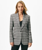 ポリエステルブレンド グレンチェック シングル1ボタンジャケット