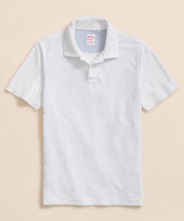 コットン/ポリエステルジャージー テリークロス GFジャカード ポロシャツ