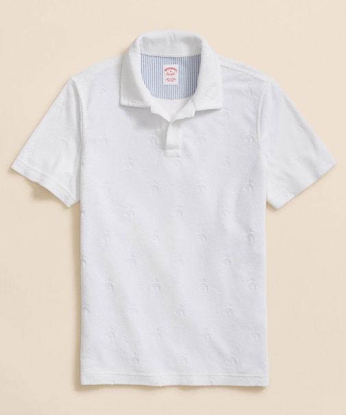 コットン/ポリエステルジャージー テリークロス GFジャカード ポロシャツ