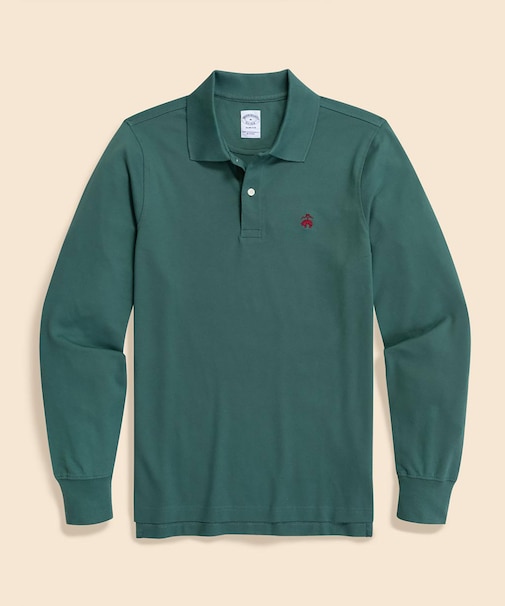 スーピマコットンストレッチピケ GFロゴ ロングスリーブポロシャツ Slim Fit