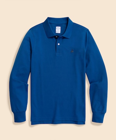 スーピマコットンストレッチピケ　GFロゴ　ロングスリーブポロシャツ　Slim Fit