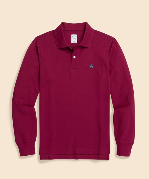 スーピマコットンストレッチピケ　GFロゴ　ロングスリーブポロシャツ　Slim Fit