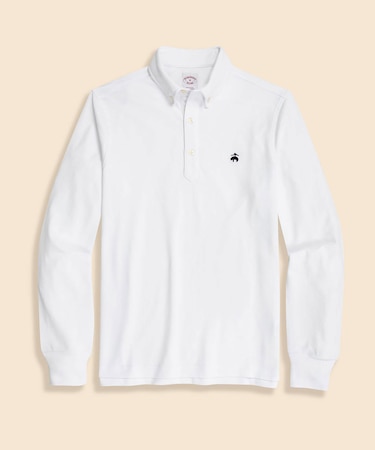 コットン/ポリエステル ハイツイストピケ GFロゴ ロングスリーブポロシャツ