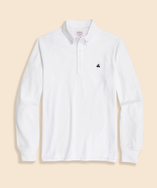 コットン/ポリエステル ハイツイストピケ GFロゴ ロングスリーブポロシャツ