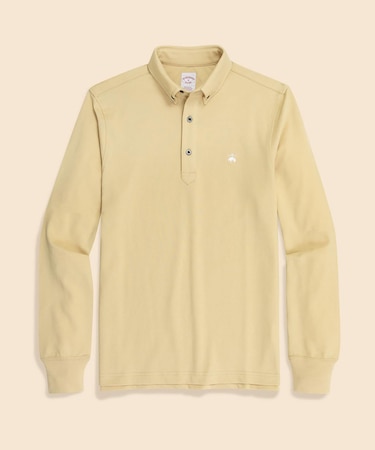 コットン/ポリエステル ハイツイストピケ GFロゴ ロングスリーブポロシャツ