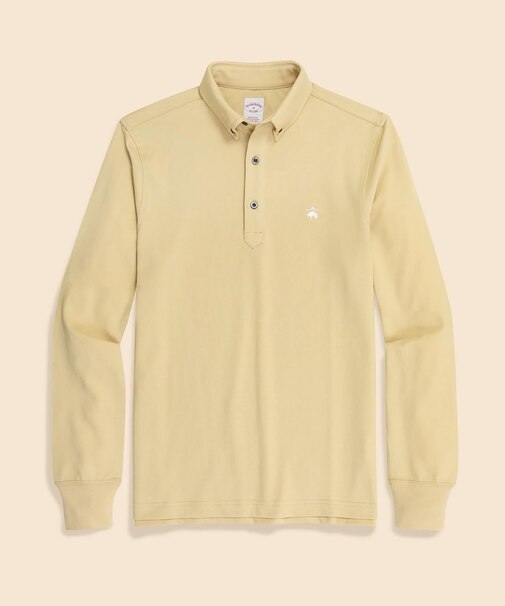 コットン/ポリエステル ハイツイストピケ GFロゴ ロングスリーブポロシャツ