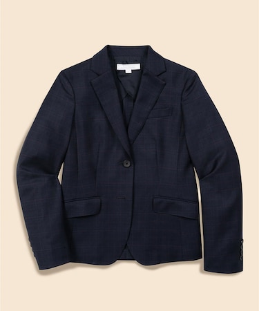 ウール グレンチェック シングル2ボタンジャケット