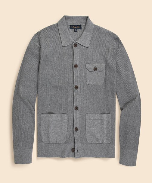 スーピマコットン リブニット チョアジャケットセーター