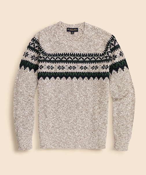 コットン　フェアアイル　クルーネックセーター