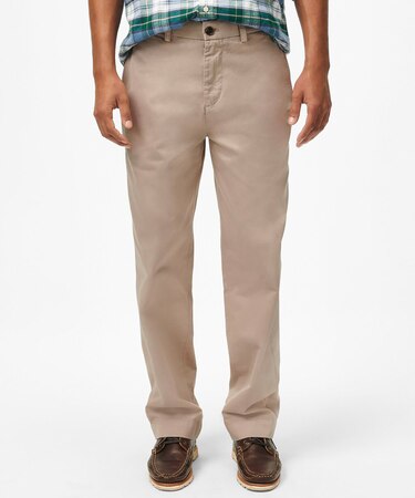 コットン プレーンフロント チノパンツ