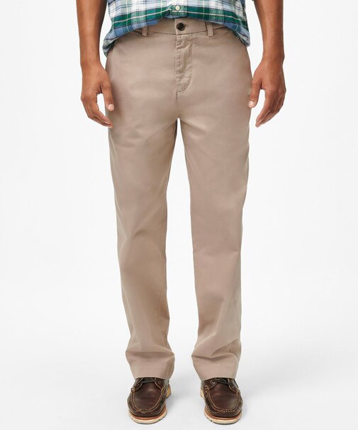 コットン プレーンフロント チノパンツ