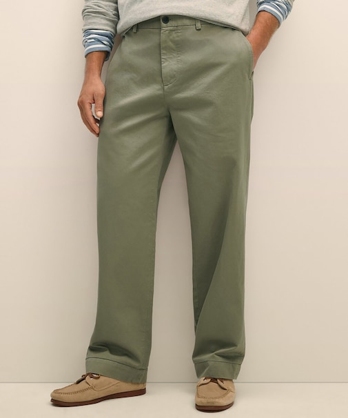 コットン　プレーンフロント　チノパンツ