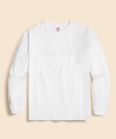 USAコットンジャージー ヘビーウェイト ロゴエンブロイダリー ロングスリーブ Tシャツ