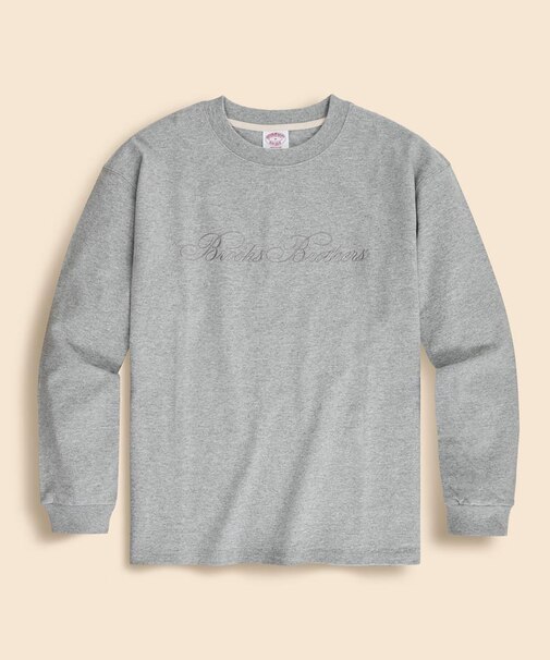 USAコットンジャージー ヘビーウェイト ロゴエンブロイダリー ロングスリーブ Tシャツ