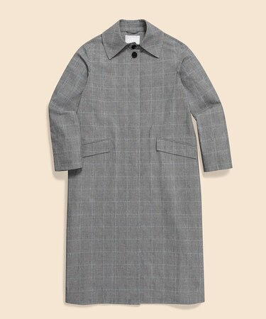 コットン/リネン グレンチェック バルカラーコート
