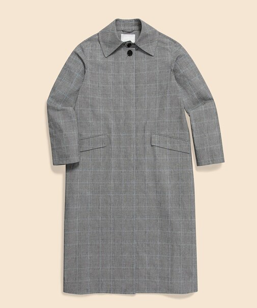 コットン/リネン グレンチェック バルカラーコート