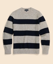 ウール　ストライプ　クルーネックセーター