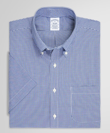 スーピマコットンストレッチ　ギンガムチェック　ショートスリーブ　ドレスシャツ　Regular Fit