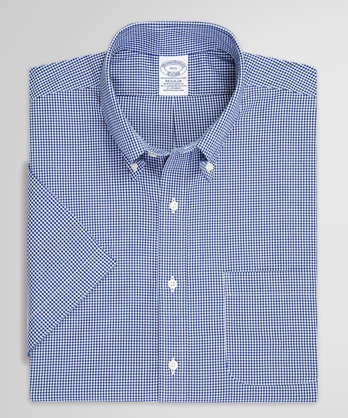 スーピマコットンストレッチ　ギンガムチェック　ショートスリーブ　ドレスシャツ　Regular Fit