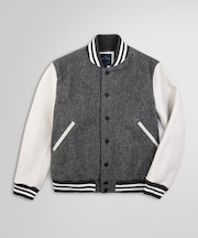 ウール/カウレザー バーシティジャケット