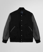ウール/カウレザー バーシティジャケット