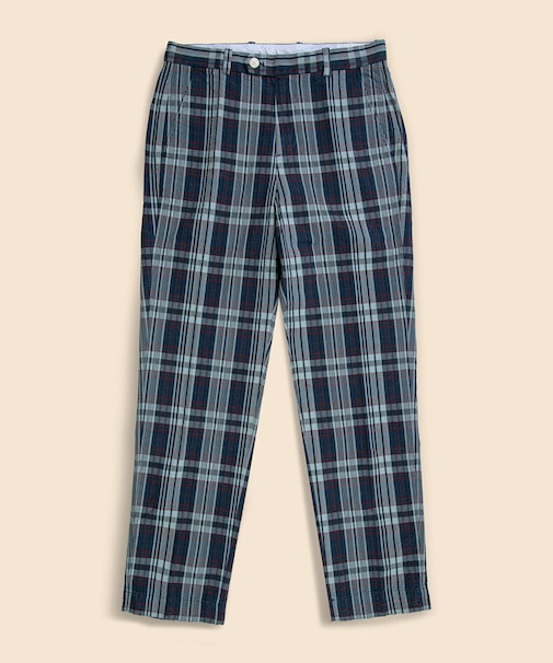 コットン　マドラス　プレーンフロントパンツ　Regular