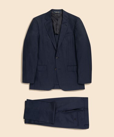 ウールサージ　ストライプ　シングル２釦スーツ　Classic