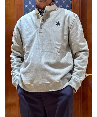 ◆オンラインストア限定◆ コットンフレンチテリー ビッグGFロゴ ハーフボタンスウェットシャツ