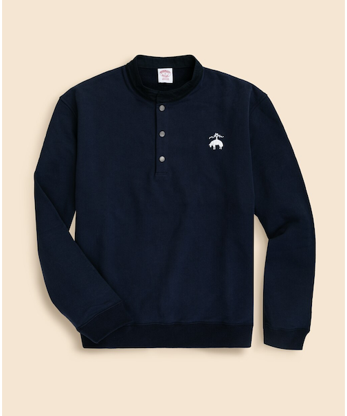 ◆オンラインストア限定◆ コットンフレンチテリー　ビッグGFロゴ　ハーフボタンスウェットシャツ