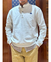 ◆オンラインストア限定◆ コットンフレンチテリー　ビッグGFロゴ　ハーフボタンスウェットシャツ