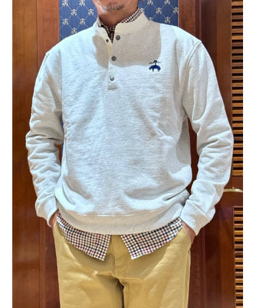 ◆オンラインストア限定◆ コットンフレンチテリー　ビッグGFロゴ　ハーフボタンスウェットシャツ