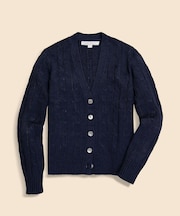 リネン　ケーブル　Vネックカーディガン