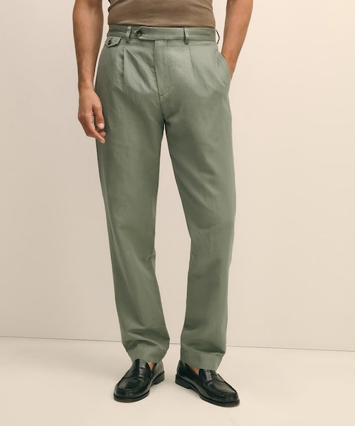 リネン／コットン　プリーテッド　ワイドパンツ　PLT