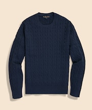 スーピマコットン ケーブル クルーネックセーター