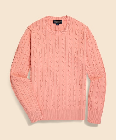 スーピマコットン ケーブル クルーネックセーター
