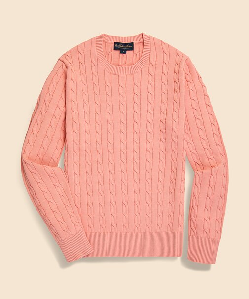 スーピマコットン ケーブル クルーネックセーター