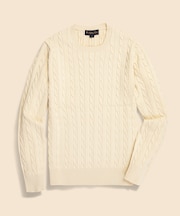 スーピマコットン ケーブル クルーネックセーター