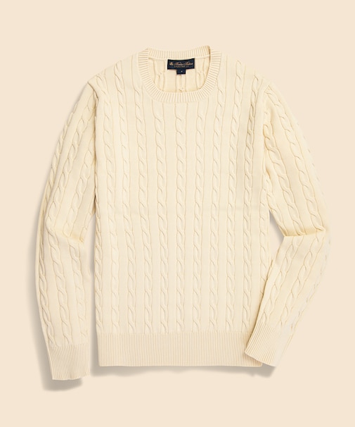 スーピマコットン ケーブル クルーネックセーター