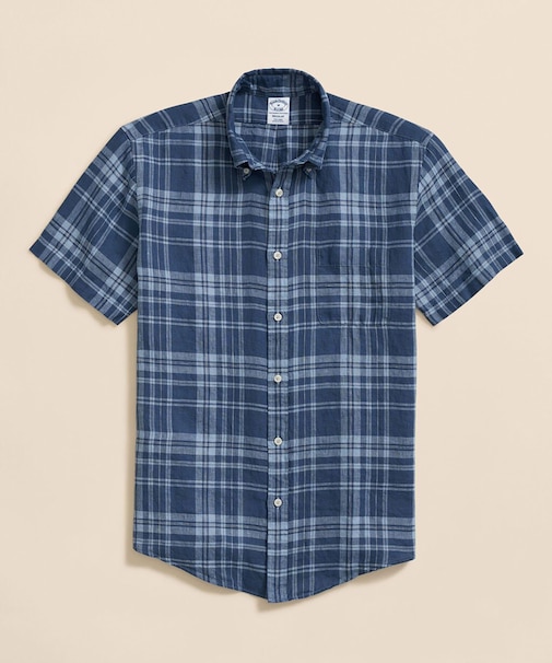 アイリッシュリネン チェック ショートスリーブ カジュアルシャツ Regular Fit