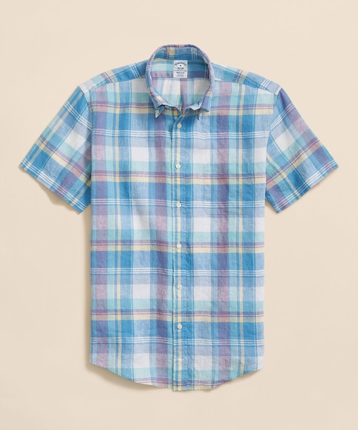 アイリッシュリネン チェック ショートスリーブ カジュアルシャツ Regular Fit