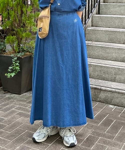 女のブルース Double B Collection】 コットン デニム BBロゴ フレアスカート