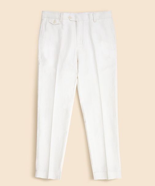 リネン/コットン プレーンフロントパンツ Regular