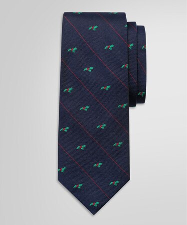 シルク クリスマスホーリー ジャカードタイ