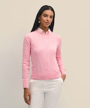 スーピマコットン ケーブル クルーネックセーター