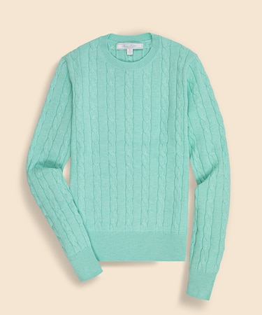 スーピマコットン ケーブル クルーネックセーター
