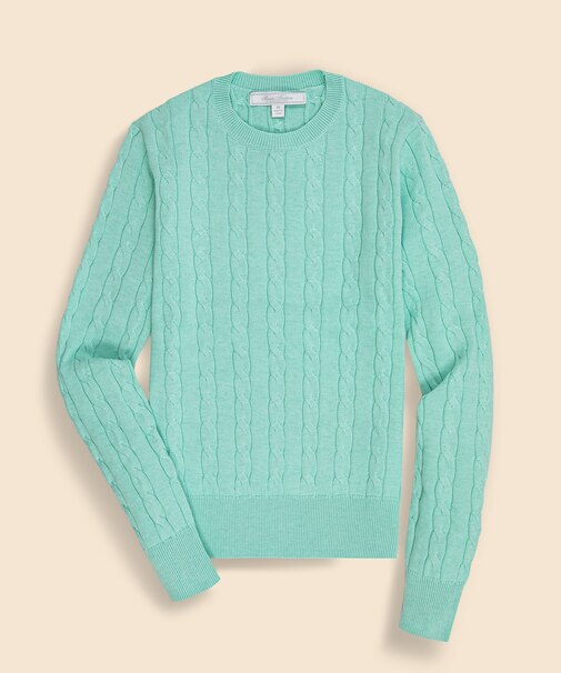 スーピマコットン ケーブル クルーネックセーター