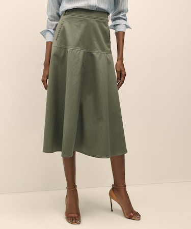 ストレッチコットンサテン Aラインスカート